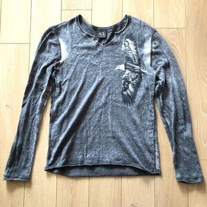 Armani Exchange Eagle Vintage Style Light Sweater in Grey Size S